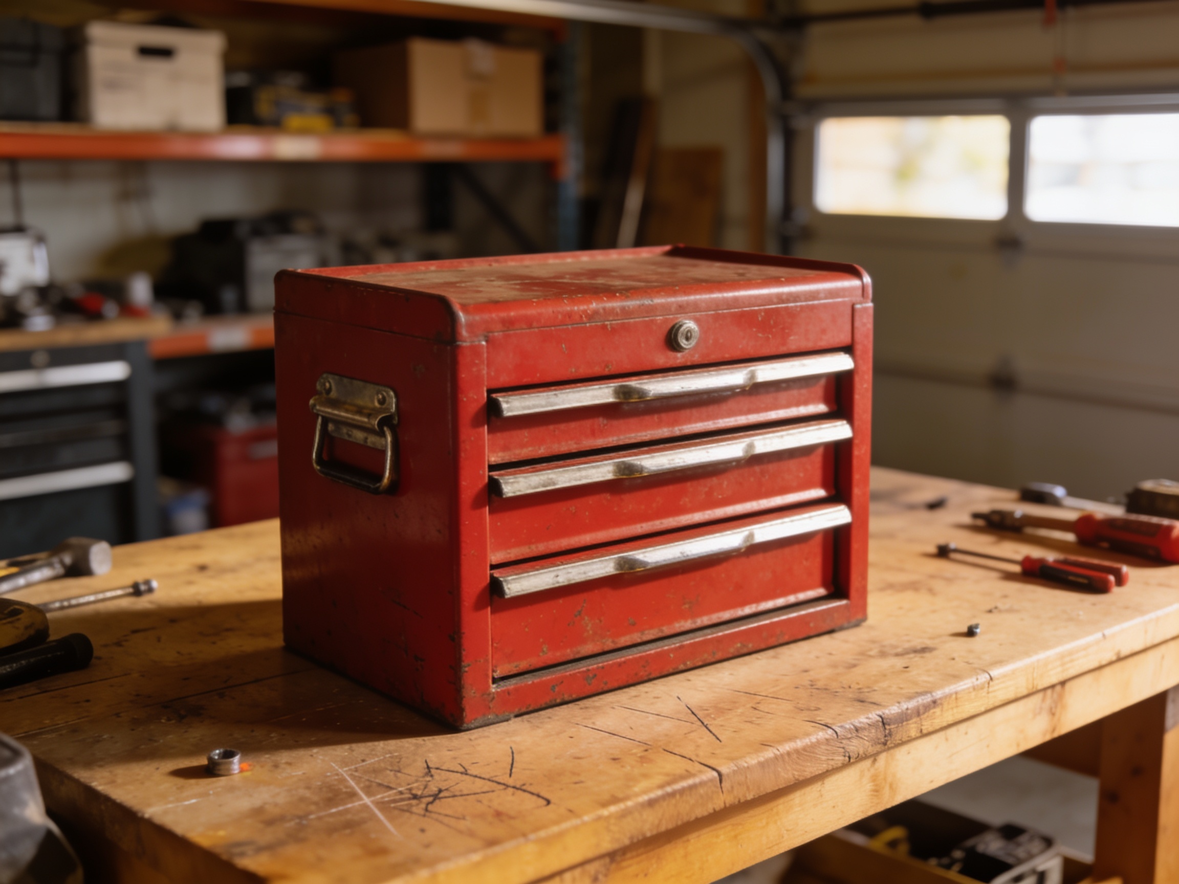 Tool Chest Buying Guide for Smarter Storage 1 Compact 3-drawer tool chest on a garage workbench