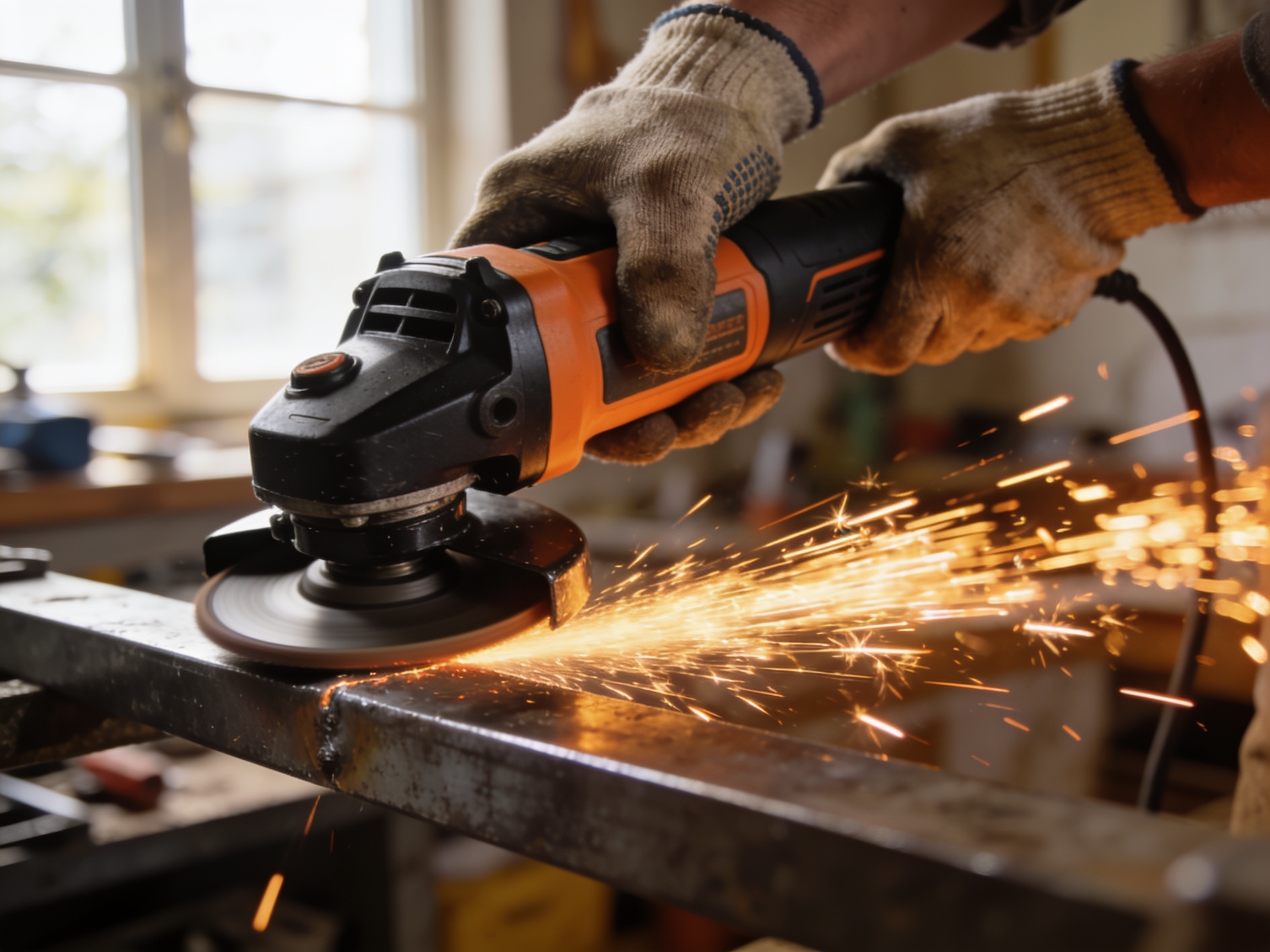 How to Select Angle Grinders Properly 1 Compact angle grinder smoothing a metal edge in a home workshop