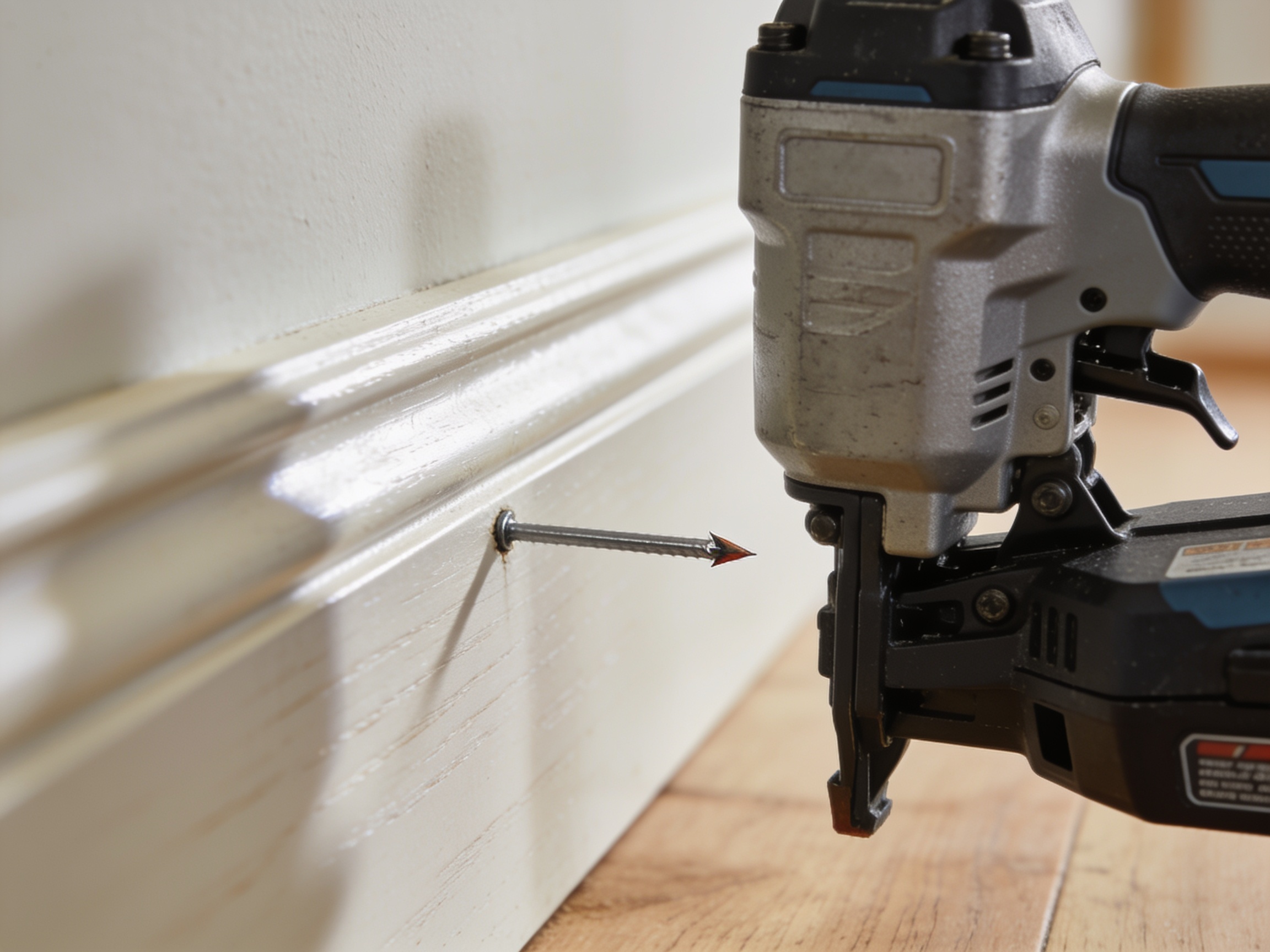 How to Choose Cordless Nailers 1 Cordless brad nail gun used to fix skirting board trim