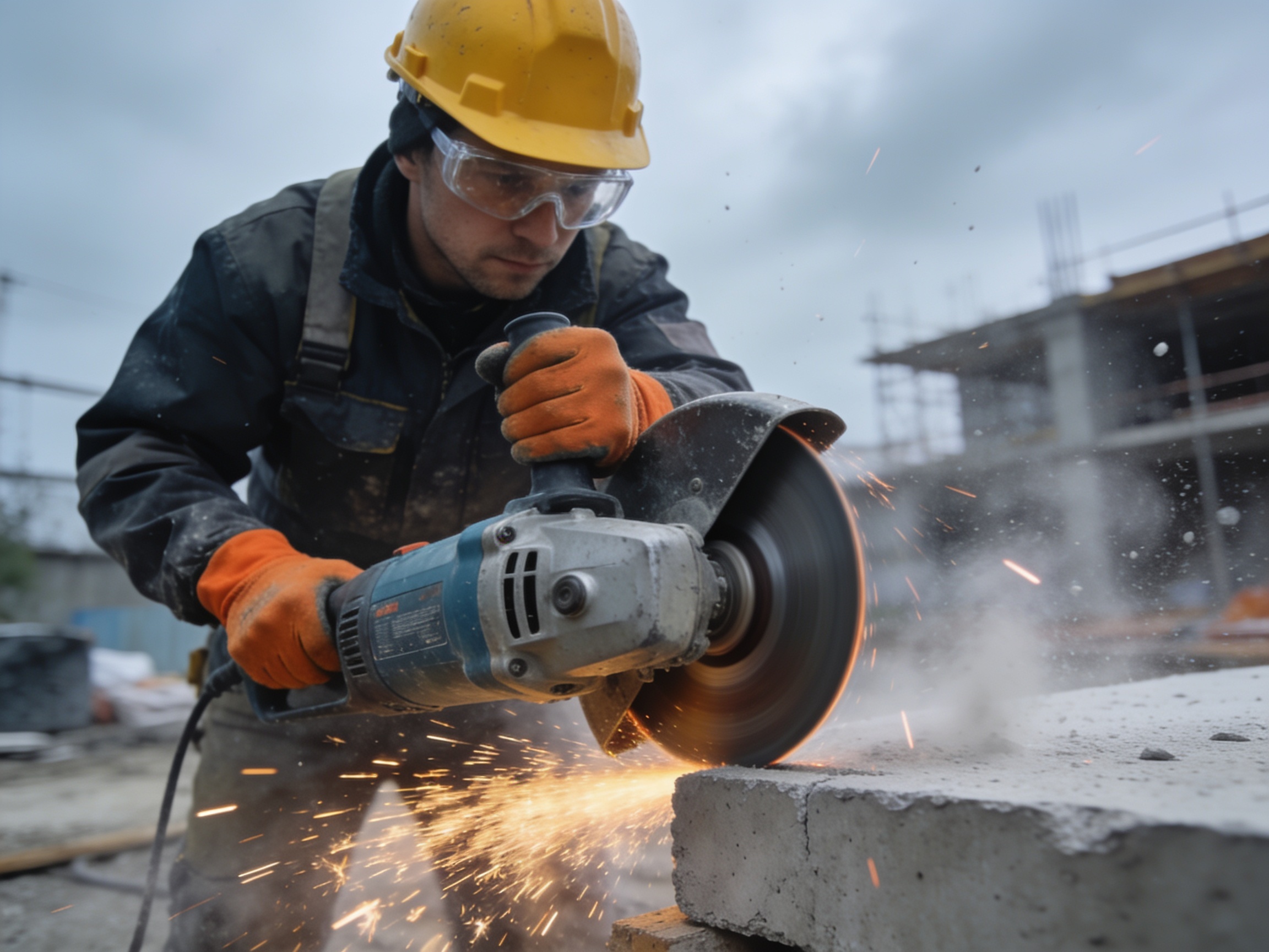 How to Select Angle Grinders Properly 2 Heavy-duty 230mm angle grinder cutting concrete on a building site