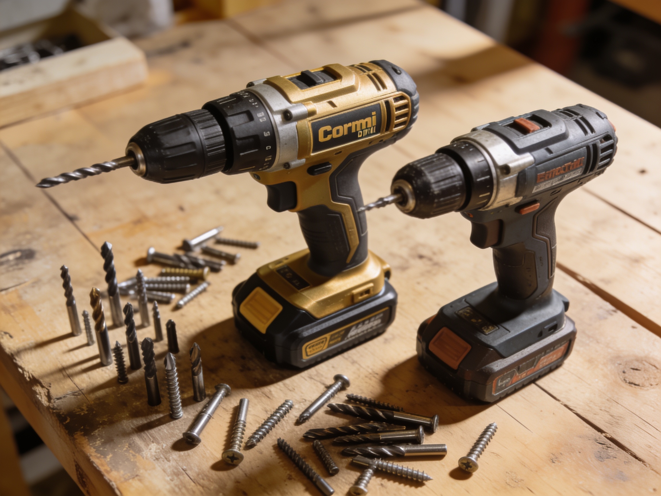 Impact Driver vs Drill: Which Do You Need? 3 Cordless combi drill and impact driver side by side on a workbench