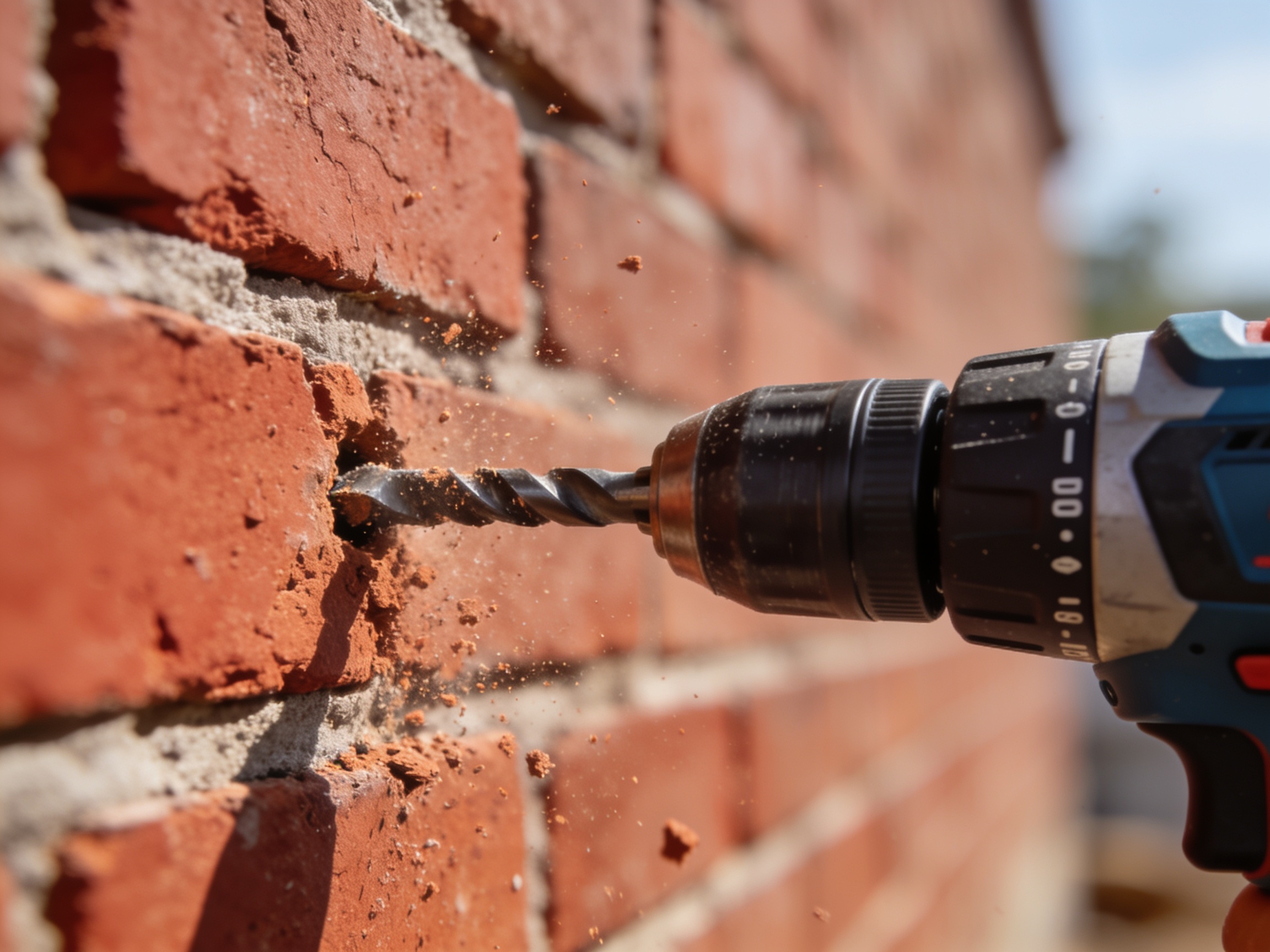 How to Choose the Right Drill Bits for Every Material 2 Masonry drill bit drilling into a brick wall