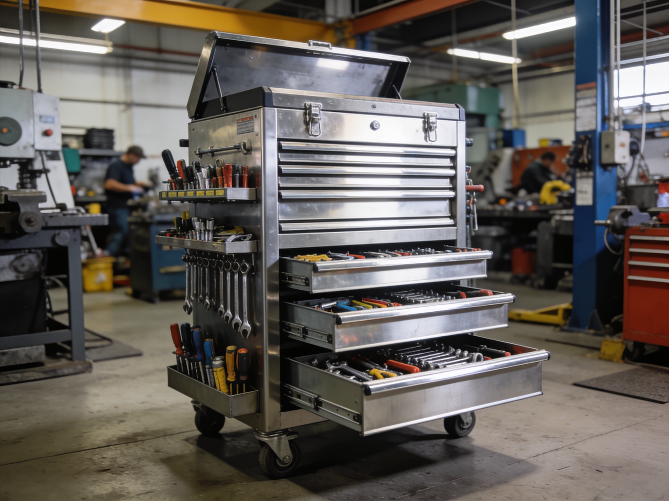 Tool Chest Buying Guide for Smarter Storage 3 Large professional steel roller cabinet in a trade workshop