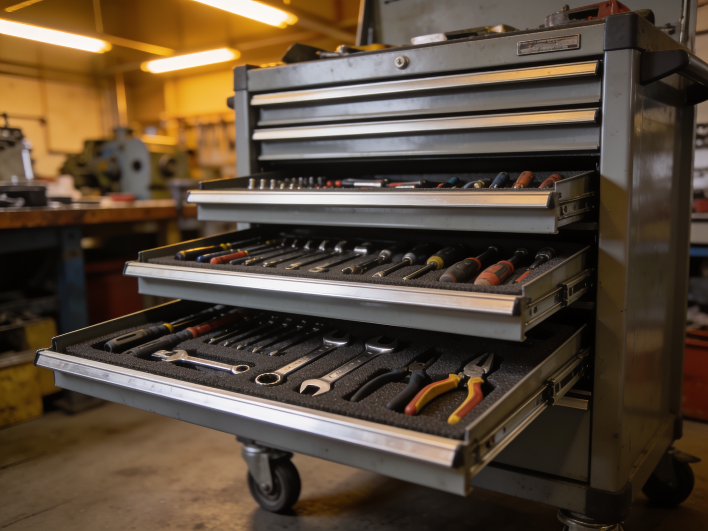Tool Chest Buying Guide for Smarter Storage 2 Rolling tool cabinet with open drawers showing organised tools